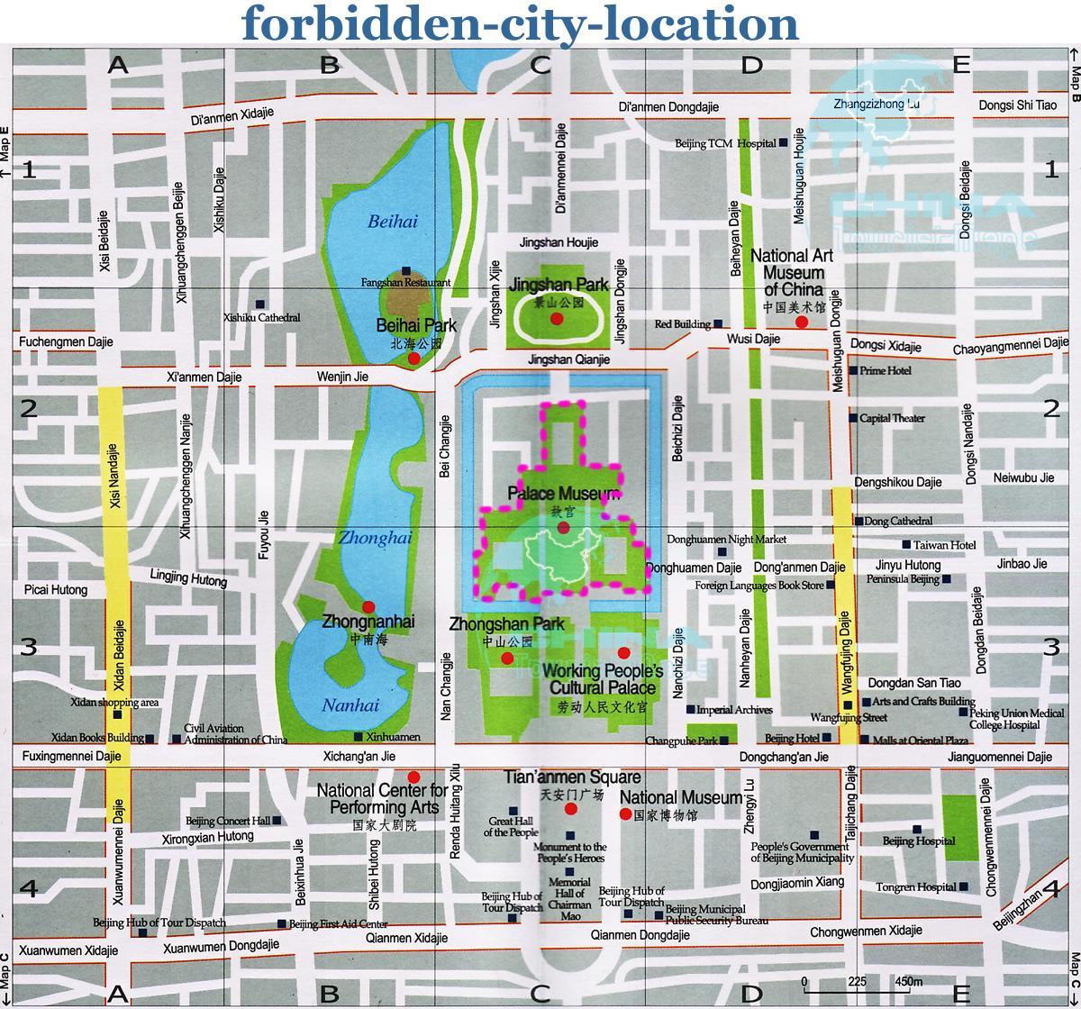 karta över förbjudna staden detaljerad karta