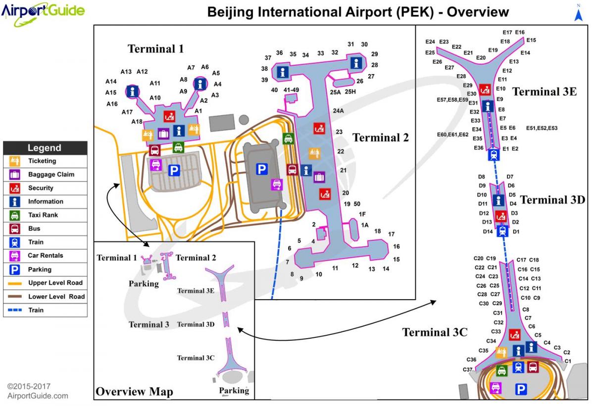 Beijing international airport terminal 3 på karta