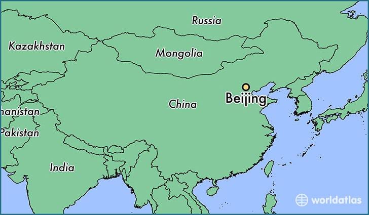 karta över Kina visar Peking