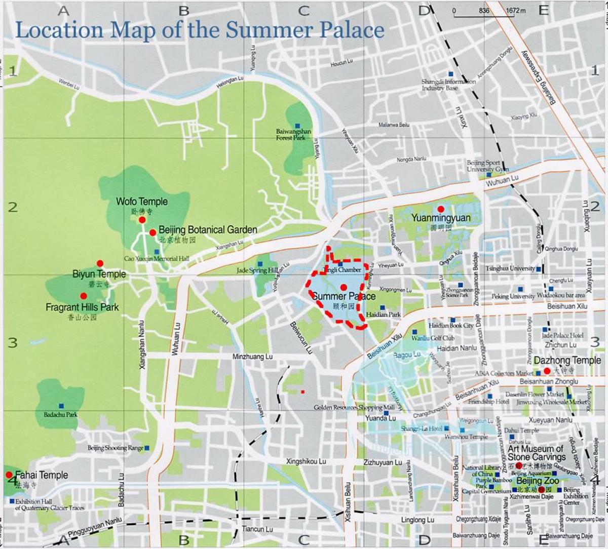 karta över summer palace Beijing