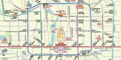 Karta över Beijing tunnelbana karta med sevärdheter